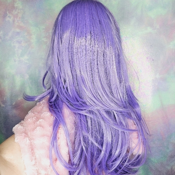 Purple Synthetic Wig w/ Bangs - Picture 6 of 8